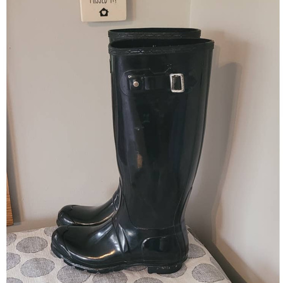Hunter Original Gloss Black Tall Boots Women's Size 6 - Picture 6 of 6